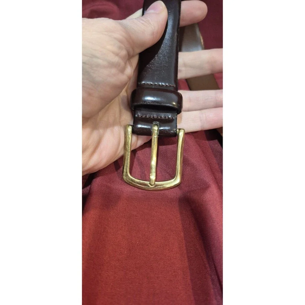 Made In Italy Mens 36 Brown With Gold Dress Belt Italian Leather 1 Inch READ